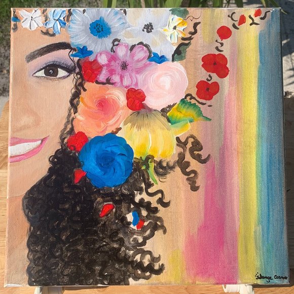 12x12 Hand painted acrylic canvas. Carnaval - Picture 1 of 4